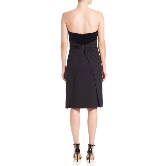 NWT AIDAN MATTOX Strapless Velvet / Crepe Bow Dress LBD Little Black Dress 0 - Picture 2 of 9
